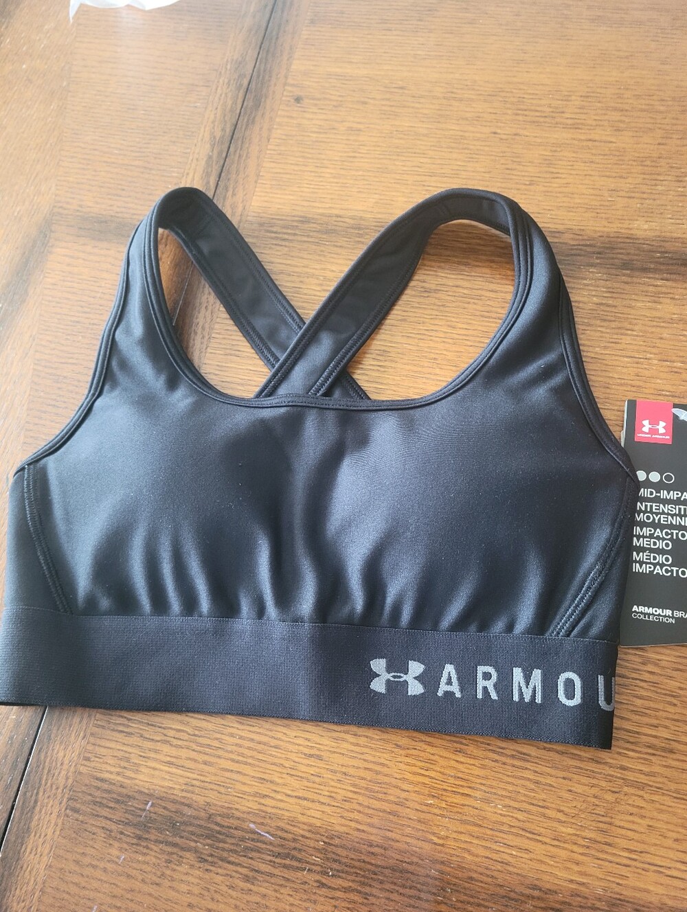 Under Armour Black Crossback Sports Bra with Logo Band